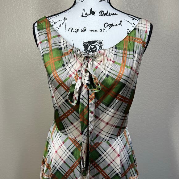 Coconinno 'Ever So Sweetheart' Plaid Dress Green rust orange cream size S boho - Picture 10 of 14